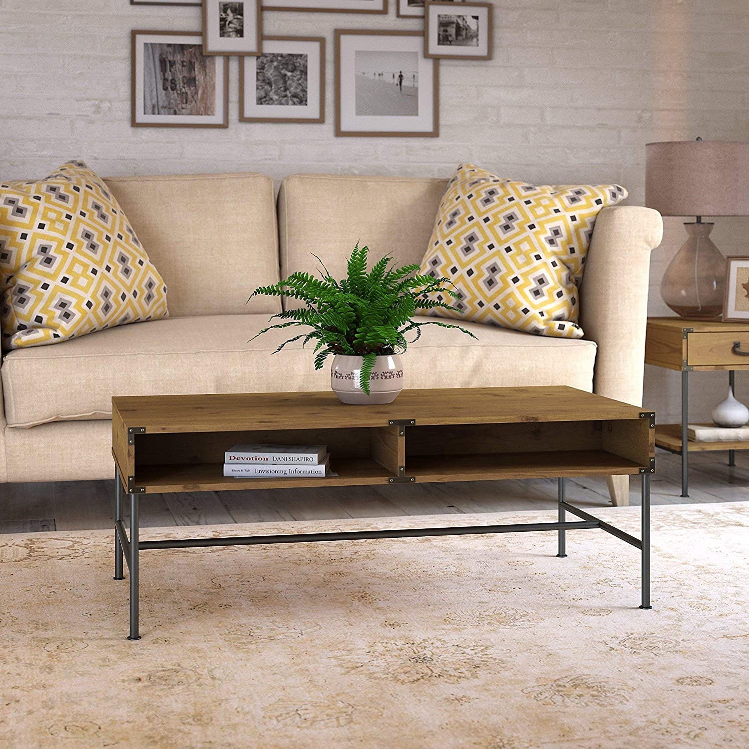 Venda imperdível pernas de metal dourado vintage, duas gavetas de armazenamento, mesa de centro de madeira, ferragens para móveis de sala de estar, estilo industrial