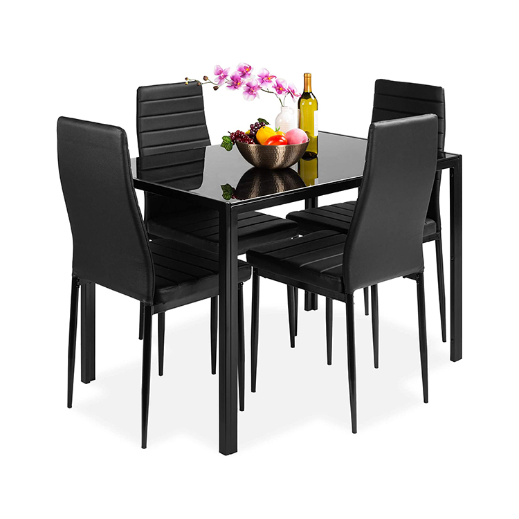 Nešiojami aukščiausios kokybės patvarūs baldai, modernus juodas pietų stalas