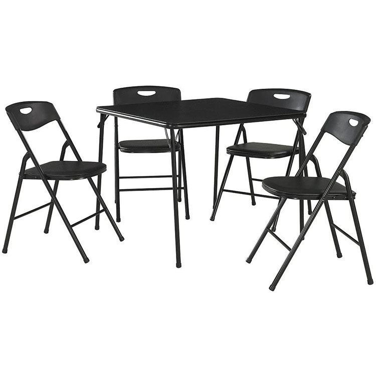 Furniture 5 Piece Black Folding Card Table And Chair Set