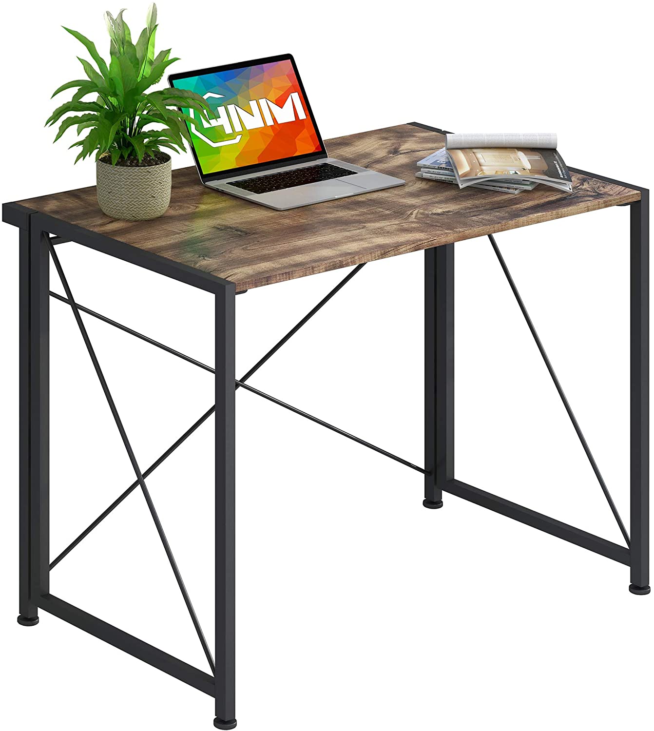 Potpuno crni mali stol bez sastavljanja, sklopivi računalni stol za kućni ured, prijenosno računalo, stol za pisanje za uštedu prostora