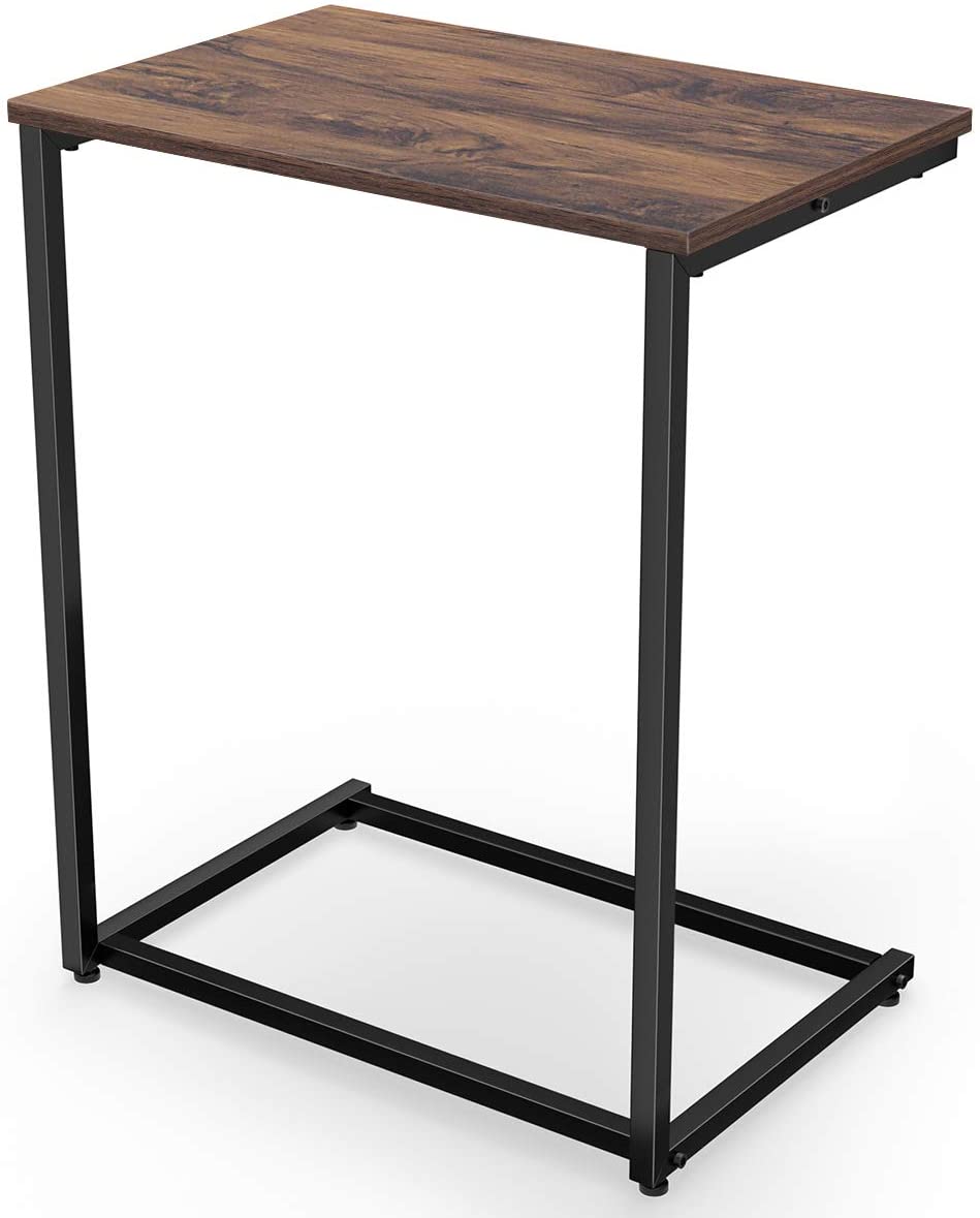 C Table Sofa Side End Table Wood Finish Steel Construction For Small Space