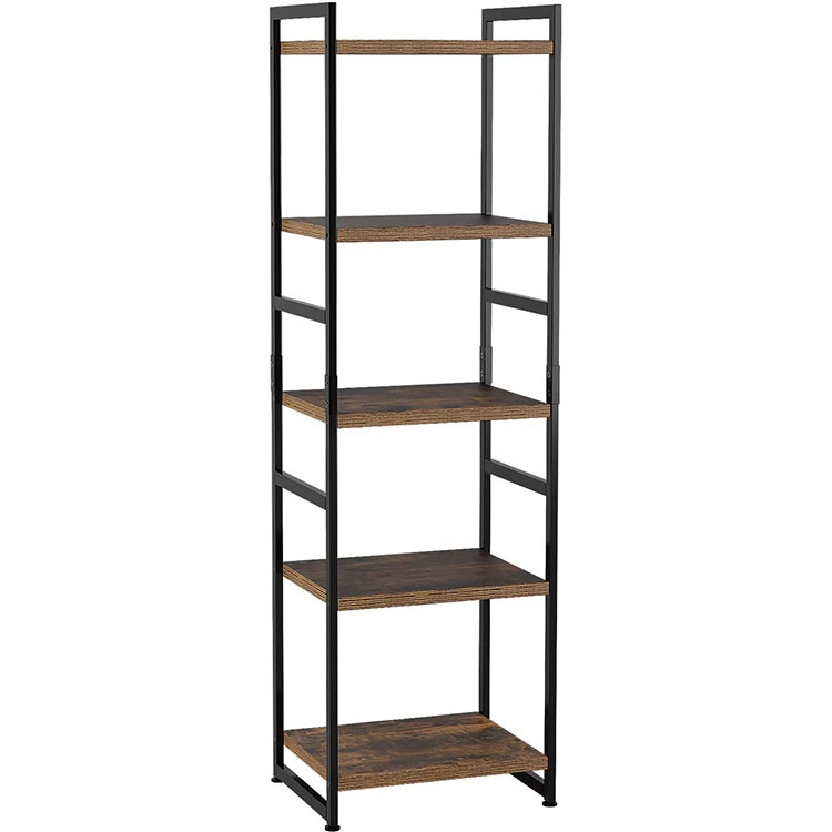 5-tier Corner Shelf Ladder Shaped Rack Bathroom Storage Tower Indasteri Style Utility Organizer Wood Sheba Accent Metal Frame