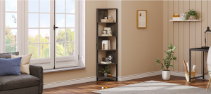 Space Saving Home Office Wooden Metal Corner Bookcase shelf