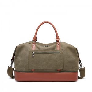 Fashion Leather Carry on Vintage Canvas Duffle Bag som är multifunktionell