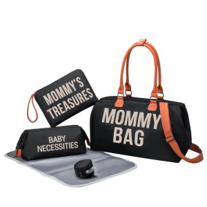 2023 Fashion Diaper bag for Mommy Single Shoulder Handbag και πολυλειτουργική τσάντα πάνας μεγάλης χωρητικότητας με 2 σετ