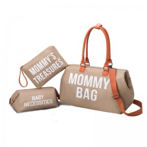 2023 Moda Çenteyê Pêlavê ji bo Mommy Single Shoulder Handbag and Multifunctional Large Diaper Bag with 2 set