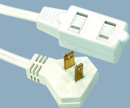 1-15 13A 125V Slender Plug Cube Tap 2 Conductor Extension Cord