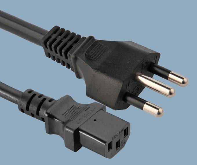 Brazil 14136 Plug to IEC 60320 C13 AC Power Cable