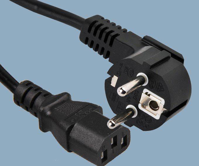 European CEE7/7 Schuko plug to IEC 60320 C13 Power Cord