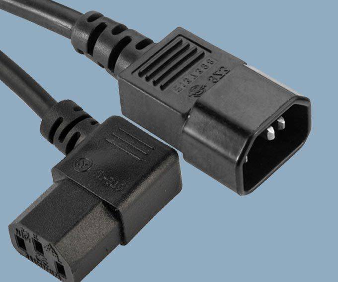 IEC 60320 C14 Plug To IEC 60320 C13 Right (Left) Angle Receptacle Power Cord Featured Image
