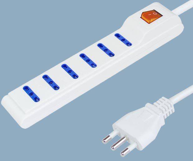 Italy Extension Socket 6 Way Power Strip with Switch