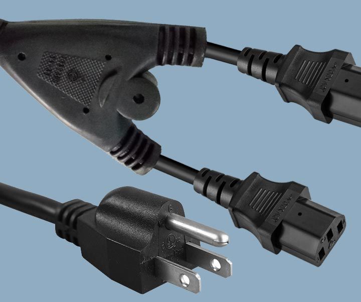Power Cord Splitter NEMA 5-15P to IEC 6032 C13