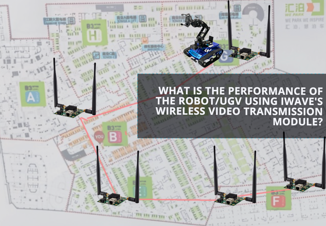 What is the transmission performance of the robot/UGV using IWAVE’s wireless video transmission module in a complex environment?