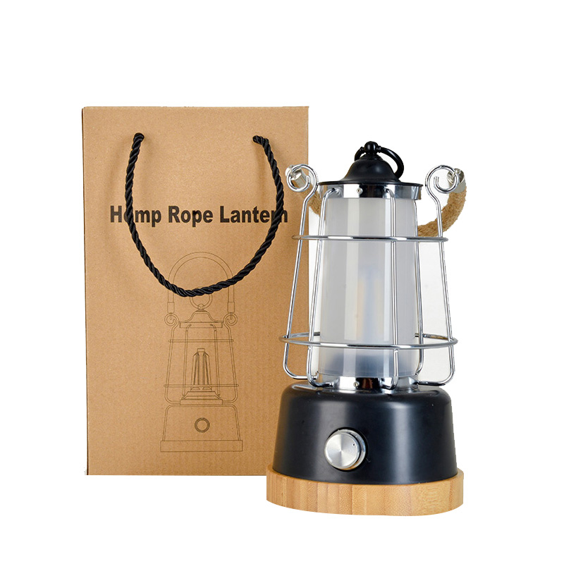 Outdoor living portable light rechargeable LED hemp rope lantern