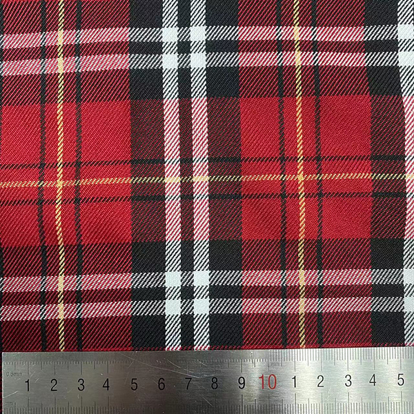Red checked school skirt uniforms fabric yarn dyed