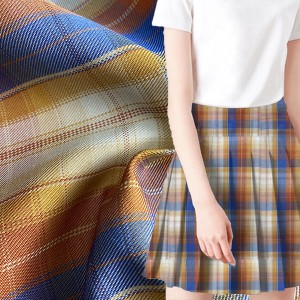 Woven yarn dyed Polyester Viscose school skirt uniform fabric