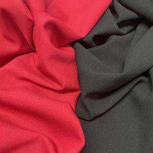 Borongan Hideung Poliéster Rayon Spandex Lawon 4 Way Stretch Fabrics pikeun Produsén Garment