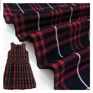 vestit de quadres tenyits de fil 100 polièster tela escocesa vermella uniforme escolar