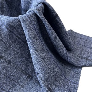 brushed polyester rayon blend check fabric for coat