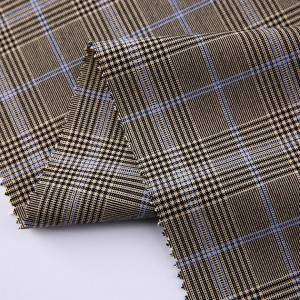 ຊຸດ Italian woven check garment tartan polyester viscose mens suit fabric