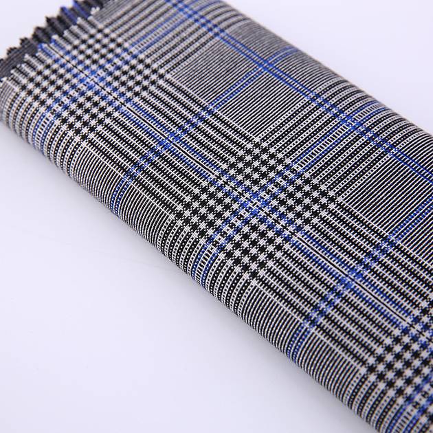 Italiensk jakkesæt vævet ternet beklædningsgenstand tartan polyester viskose herredragt stof
