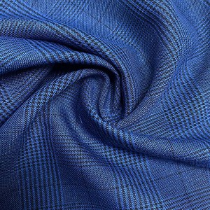 Ọrịre na-ekpo ọkụ tr polyester rayon thick spandex mixing checks fancy suiting fabric YA8290