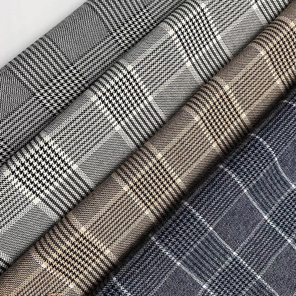 ຂາຍຮ້ອນ tr polyester rayon ຫນາ spandex blending checks fancy suiting fabric YA8290