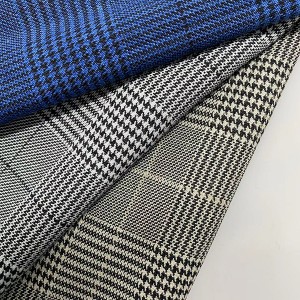 Hot sale tr polyester rayon thick spandex blending checks fancy suiting fabric YA8290