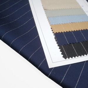 Stripe Fancy Dark blue 30% Wool Fabric Para sa Garment