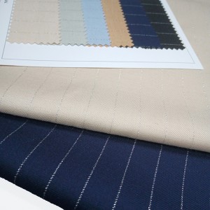 Stripe Efektní tmavě modrá 30% vlněná tkanina na oděv