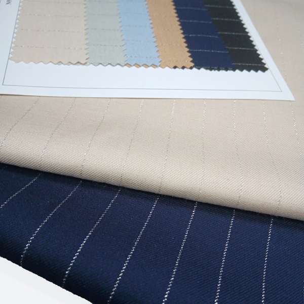 Stripe Fancy темно сина 30% волнена ткаенина за облека