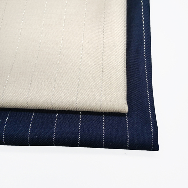 Stripe Efektní tmavě modrá 30% vlněná tkanina na oděv