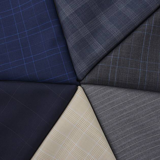 Worsted Striped Wool Polyester Suit Fabric Plaid Wool Suiting Fabric Wholesale