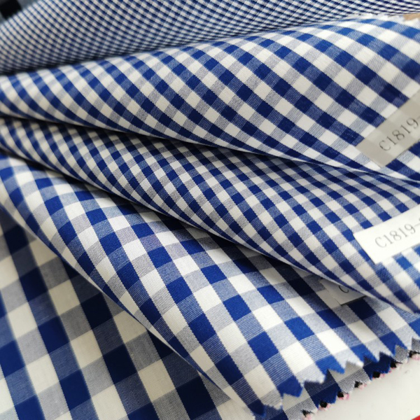 100% cotton 100% navy blue check/ເສື້ອ plaid fabric