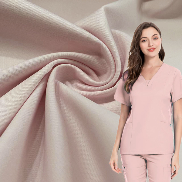 Woven Bamboo Polyester Blend Shirt Medical Scrubs Fabric Stretchy