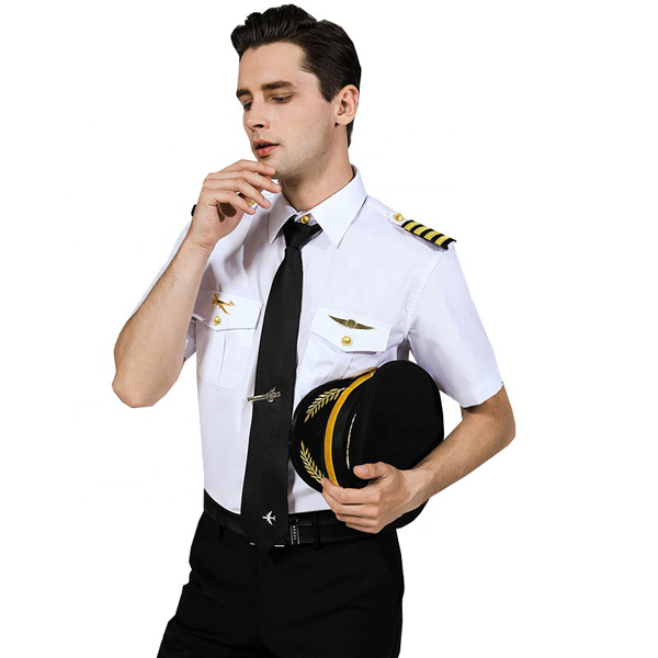 бела вискоза 4-насочен истегнување на белилото пилотска униформа ткаенина за кошула YA3047