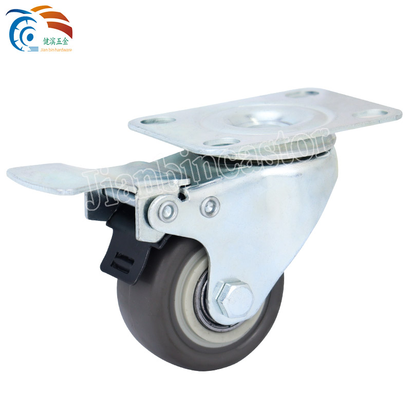 5″ Wholesale Virgin Material TPR Wheel Double Ball Bearing PU Industrial Swivel Caster Wheels 2 Inch Gray TPE Light Duty Caster
