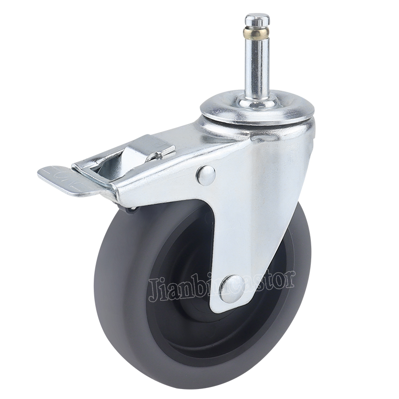 4 Inch with Inserted Link Copper Ring Gray TPR Plastic Casters Wheels PVC PU PP Nylon industrial caster wheels
