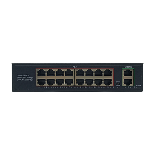 China Wholesale Industrial Switch Factory Suppliers - 16 Ports 10/100M PoE+2 Uplink Gigabit Ethernet Port | Smart PoE Switch JHA-P302016CBMZH – JHA