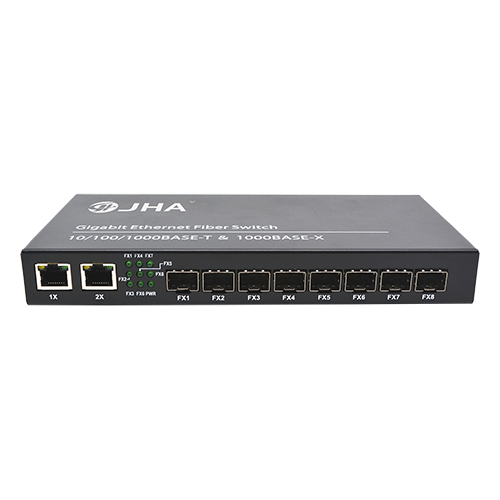 2 10/100/1000TX + 8 1000X SFP slot |Serat Ethernet switch JHA-GS82