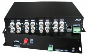 Émetteur et récepteur vidéo optique 16 canaux Tx + 1 canal RS 485 données Rx JHA-D16TV1RB-20
