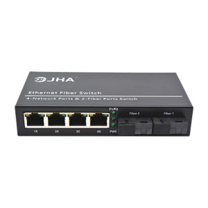 4 10/100/1000TX + 2 1000FX |Switch Ethernet de Fibra JHA-G24LN (Red en Anillo sin Configuración)