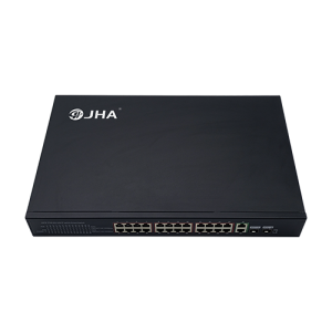 1U ډول 24 بندرونه 10/100M PoE+2 Uplink Gigabit Ethernet Port+2 Gigabit SFP فایبر پورټ |سمارټ PoE سویچ JHA-P322024CBTH