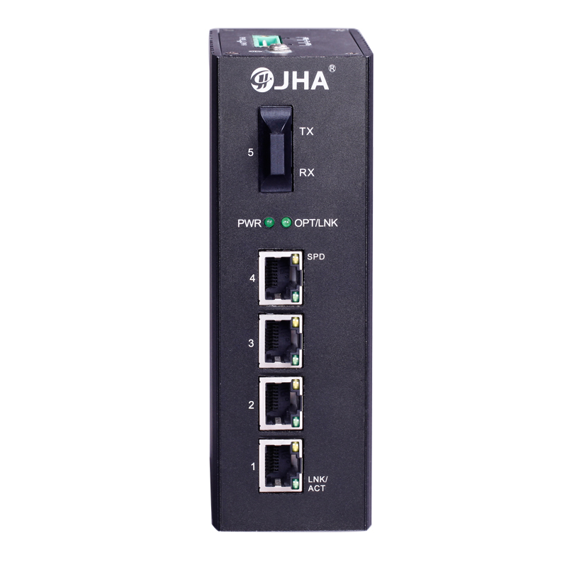 OEM Supply 2 Ports Industrial Switch - 4 10/100TX PoE/PoE+ and 1 100FX | Unmanaged Industrial PoE Switch JHA-IF14P  – JHA