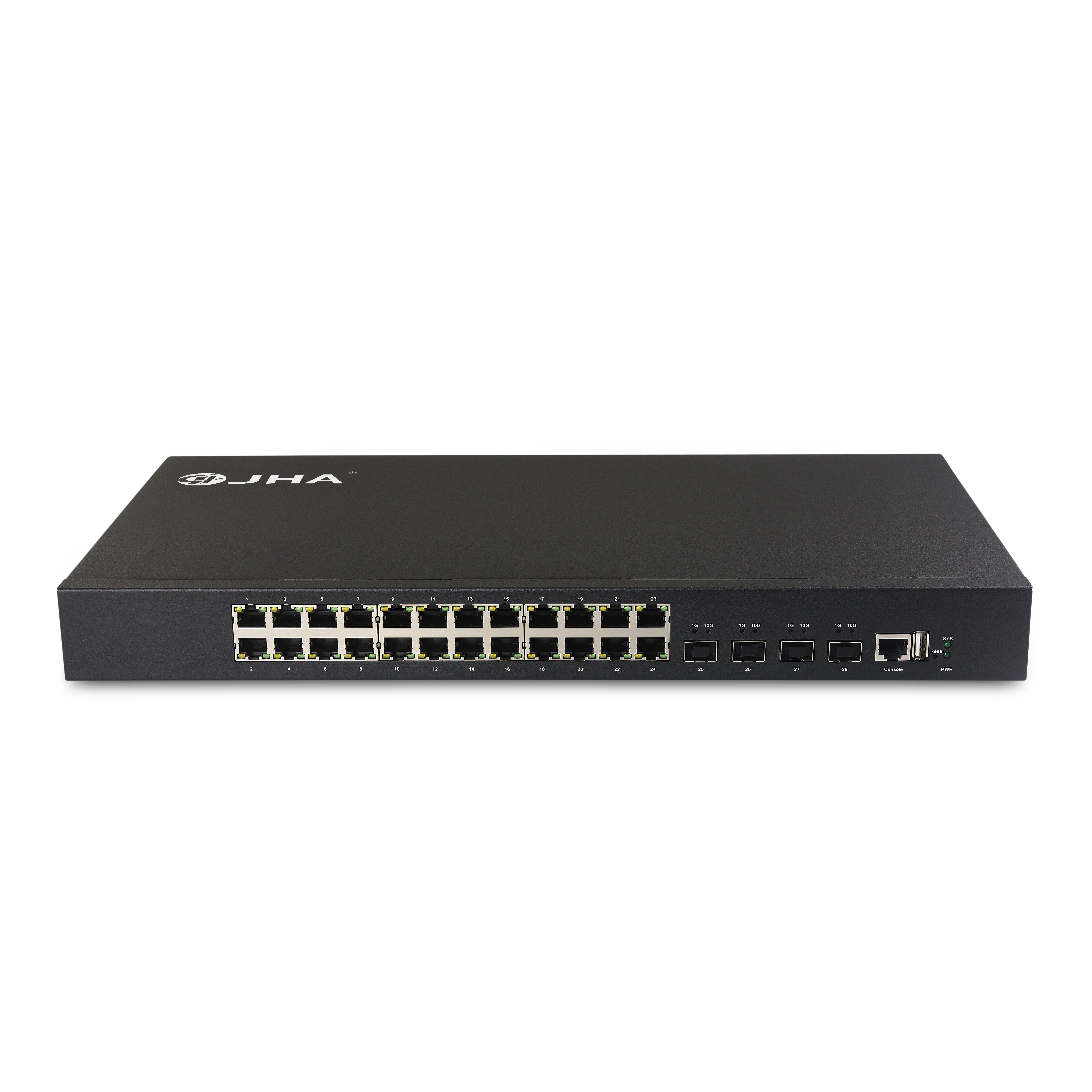 4 * 10G SFP + slot + 24 * 10/100 / 1000M palabuhan Ethernet |Diurus serat Ethernet switch JHA-MWS0424