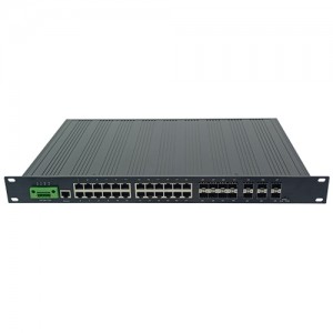 24 Port L2/L3 Managed 10G Industrial Ethernet Fiber Switch with 6 10G SFP+ Slot | JHA-MIWS6GS8024H