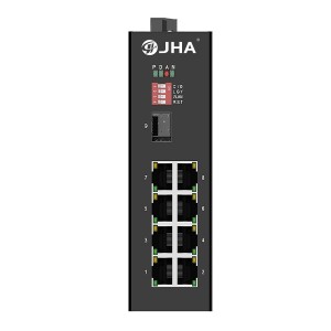 8 10/100TX an 1 1000X SFP Slot |Onmanéiert Industriell Ethernet Schalter JHA-IGS10F08
