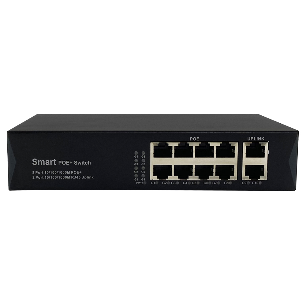 China Wholesale Lightning Protector Factory Suppliers - 8 Ports 10/100/1000M PoE + 2 Uplink Gigabit Ethernet Port | Smart PoE Switch JHA-P40208BMHGW – JHA
