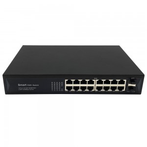 16 ports PoE 10/100/1000 M + 2 ports fibre Gigabit SFP |Commutateur PoE intelligent JHA-P420016BMHGW