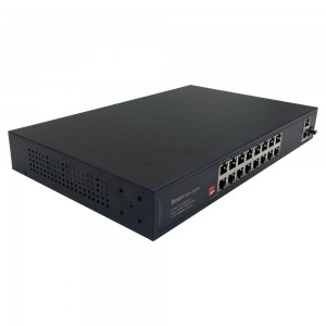 16 portova 10/100M PoE+2 uplink Gigabit Ethernet port+1 Gigabit SFP fiber port |Smart PoE prekidač JHA-P312016CBMHGW